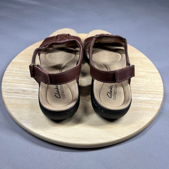 Clarks Laurieann Kay Sandals Womens Size 9M Brown T Strap Slingback Adjustable - Picture 7 of 15